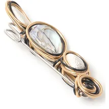 FIRETTI Brosche Schmuck Geschenk Ansteckschmuck tricolor, mit Glasstein goldfarben|schwarz