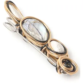 FIRETTI Brosche Schmuck Geschenk Ansteckschmuck tricolor, mit Glasstein goldfarben|schwarz
