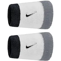 Nike Swoosh Classic Doublewide Wristbands 2er Pack Schweißbänder Tennis Fitness Running Handgelenkbänder breit, White/Cool Grey/Black, One Size