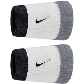 Nike Swoosh Classic Doublewide Wristbands 2er Pack Schweißbänder Tennis Fitness Running Handgelenkbänder breit, White/Cool Grey/Black, One Size