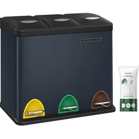 Songmics Mülleimer Mülltrennsystem, aus Metall, 3 x 8 Liter