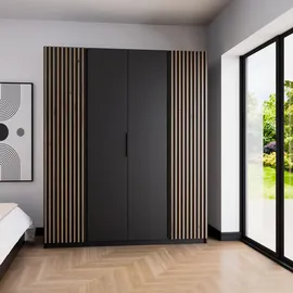 masseno Drehtürenschrank CAGLIARI 200 x 239 x 61,9 cm Schwarz