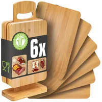 Dune Design DuneDesign 6er Set Frühstücksbrettchen mit Ständer - 22x15 Holzbrettchen Brotbretter