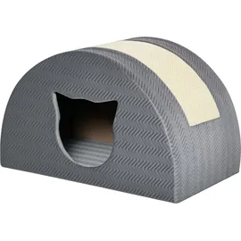PawHut Katzenhöhle mit Kraztbrett Katzenbett Kratzhaus Katzenwohnung Sisal Grau 48,5 x 30 x 30 cm, - PawHut