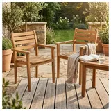 LebensWohnArt Stuhl 2er Set Teakstuhl MICA - stapelbar - Teakholz für Terrasse Balkon