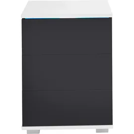 Priess Nachtkommode mit LED-Beleuchtung und Push-to-open schwarz