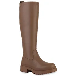 Damen Plateaustiefel in Khaki