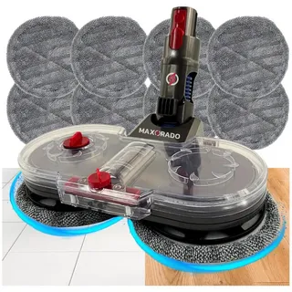 Maxorado Hartbodendüse Wischdüse für Dyson Wischaufsatz + 10 Pads V7 V8 V10 V11 V15 Sauger, Zubehör für V 7 8 10 11 15 Akku Accu, (Fuß Wischen und Saugen, 11-tlg., Wischmopp Bodendüse), Ersatzteil für Original Zubehör Staubsauger grau