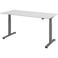 Bümö Schreibtisch grau 180x80 cm, Gestell: Graphit, - Büroschreibtisch