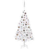 vidaXL Künstlicher Weihnachtsbaum mit Beleuchtung & Kugeln Weiß 150 cm