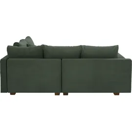 Home Affaire Ecksofa HOME AFFAIRE "Rice L-Form, B: 216 cm", grün, B:216cm H:42cm T:185cm, 100%Polyester, Sofas, Ecksofa, Set: Sofa & Hocker, mit 3 Zierkissen, Federkern
