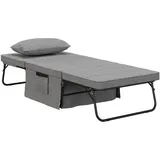Homcom 4-in-1 Klappbett 75x190 cm, Erwachsene Gästebett Klappbar mit 8 cm Dicker Schaumstoff, Reisebett mit Metallrahmen, 5-stufig höhenverstellbares Einzelbett mit Kissen, bis 150 kg belastbar