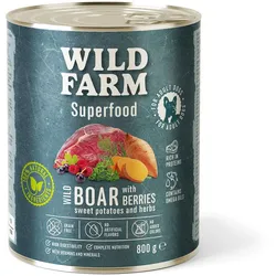 WILD FARM Superfood Wildschwein (Hirschfleisch mit Süßkartoffeln, Beeren und Kräutern) 800g getreidefreies Hundefutter