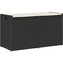 vidaXL Outdoor-Sitzbank mit Stauraum und Kissen Schwarz 100 cm