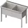 Stalgast Topfspüle mit zwei Becken, 1300x600x850 mm, 400 mm Beckenhöhe, mit Aufkantung, verschweißt