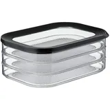 Mepal - Modula 3-lagig - Kühlschrank - Vorratsbox mit Deckel - Geeignet zur Aufbewahrung von Fleischprodukten - 3 Separate Kühlschrank - Vorratsboxen - 1650 ml - Black