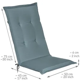 Beautissu Hochlehner Auflage 120 x 50 x 6 cm Taubenblau 1 St.