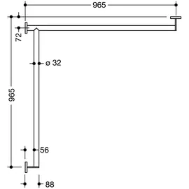Hewi System 900 Duschhandlauf 900.35.10560SC Edelstahl pulverbeschichtet dunkelgrau perlglimmer tiefmatt, 965 x 965 mm, Ausführung links