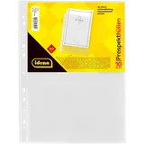 IDENA 376030 - 10 Stück Klarsichthüllen A4 glasklar, Prospekthüllen aus Kunststoff 60μ, dokumentenecht, Klarsichtfolien mit Universallochung