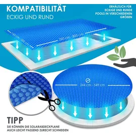 Kesser KESSER® Pool Solarabdeckplane Solarfolie Stärke 120μm Solarabdeckung Solarplane zuschneidbar Poolsolarplane Solar Folie inkl. 1x Lochzange | 12x Ösen Poolheizung für Wassererwärmung Wärmeplane