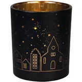 r√§der design Teelichthalter Lichtstadt Glas Schwarz-Gold