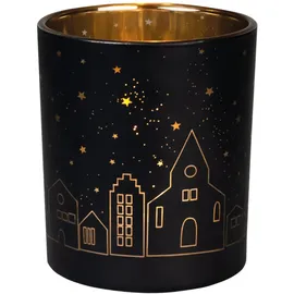 r√§der design Teelichthalter Lichtstadt Glas Schwarz-Gold