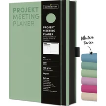 Korsch Verlag Projekt-Meeting-Planer Mint: Notizbuch A5, Ausfüllbuch mit Farbschnittkante, Lesebändchen, Stiftehalter und Gummiband, 200 Seiten - SchreibLiebe