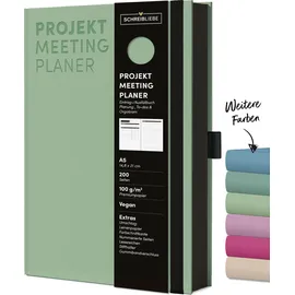 Korsch Verlag Projekt-Meeting-Planer Mint: Notizbuch A5, Ausfüllbuch mit Farbschnittkante, Lesebändchen, Stiftehalter und Gummiband, 200 Seiten - SchreibLiebe