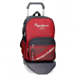 Pepe Jeans Unisex für Kinder. 66822T1 Clark 40cm zwei Fach Schule Rucksack mit Trolley rot (OSFA), Lässig, Polyester, Kinderbekleidung