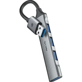 ngs IHUB4 Micro – USB Hub 4 Anschlüsse (1x USB 3.2 Gen1 5Gbps + 3X USB 2.0), kompakt, Plug & Play, kompatibler PC und Mac, 100 mm Kabel