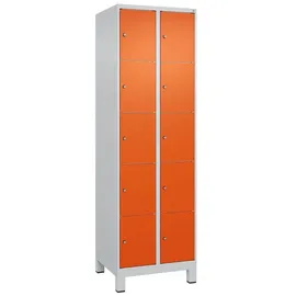 C+P Fächerschrank ""Classic Plus"", 5 Fächer übereinander, Abteilbreite 30 cm, mit Füßen, Reinorange (RAL 2004), 195x60x50 cm/ 10 Fächer