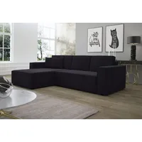 Fun Möbel Ecksofa Schlafsofa Sofa CONOR Stoff Kronos Schwarz Ottomane Links - Schwarz