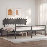 Seniorenbett mit Kopfteil 200x200 cm Grau Massivholz