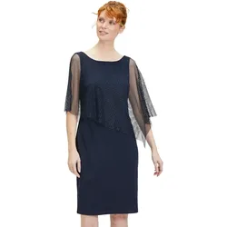 Cocktailkleid VERA MONT "Vera Mont Cocktailkleid im Glitzer-Look", Damen, Gr. 38, Normalgrößen, blau (night sky), Obermaterial: 95% Polyester, 5% Elasthan. Futter: 100% Polyester., elegant, figurumspielend kurz, Rundhals, 3/4-Ärmel, Kleider, Glitzer