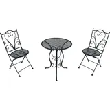 Axi Eloise Bistroset 3-teilig aus Metall Gestanzt in Anthrazit | Bistrotisch mit 2 Stühlen | Bistro Gartenmöbel Set für Garten / Balkon / Terras... | Grau