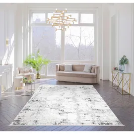 Mozato Novel Vintage-Teppich Lotus, Grau, Schwarz, Weiß, Beige, Textil, Abstraktes, rechteckig, 160x230 cm, Teppiche & Böden, Teppiche, Vintage-Teppiche