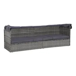 vidaXL Gartenbett mit Baldachin grau