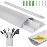 Maclean Brackets Maclean Aluminium-Kabelkanal 750x62x20mm | Halbrundprofil für HDMI Audio LAN | Inklusive Montagezubehör | Zur Wand- & Bodenverlegung | Zweiteiliges System (Silber, 62x20x750mm)