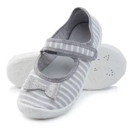 Ladeheid Kinder Mädchen Hausschuhe LARW007 (Grau Weiß Streifen, 28 - Grau