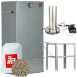 ITA Räucherofen Räucherofen 7001 - Premium Räucherschrank mit 3 Etagen 81 cm, 1-St., Smoker mit Räuchertisch und Rauchgenerator zum Kalträuchern silberfarben