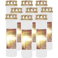 HS Candle Grabkerze mit Motiv 100h Brenndauer (9-tlg), Ø7xH25 cm, Grabkerze mit Motiv im 1er, 3er, 6er, 9er Pack weiß