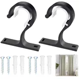 2 Stück Gardinenstange Halterung Schwarz für 25–28 mm Stangen Deckenhalterung Gardinenstange – Robuste Decken- und Wandhalterung für Vorhänge in Schlafzimmer, Wohnzimmer, Büro