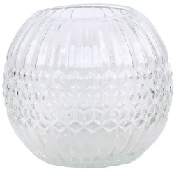 Chic Antique Kugelvase mit Rillen, H13/Ø15 cm, klar