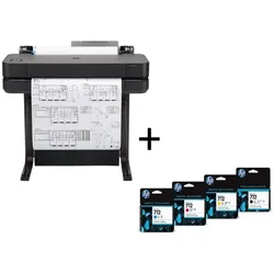 HP DesignJet T630 Tintenstrahl-Großformatdrucker inklusive zusätzlichem HP Tintenset 712
