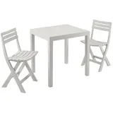 Dmora Outdoor-lounge-set Ortisei, Gartenset mit 1 rechteckigen Tisch und 2 Klappstühlen, Pic Nic Indoor- und Outdoor-set, 100 % Made in Italy, Weiß
