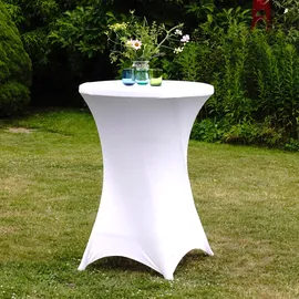 Baumarktplus 5er Set Stehtischhusse Stretch weiß Ø 80 cm Tischhusse