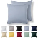 Alreya Kissenbezug 80 x 80 cm (2er Set) - Hellblau - 100% Jersey Baumwolle - Kissenhülle für Kissen 80x80 cm, Jersey Kopfkissenbezüge, Superweicher Kissenbezüge 80x80 mit Reißverschluss