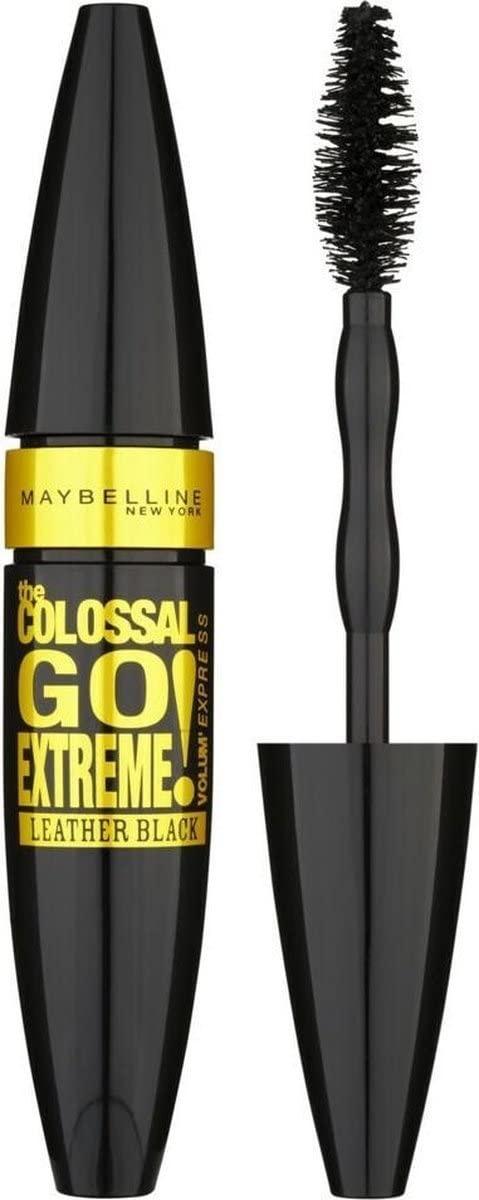 Maybelline New York Schwarze Wimperntusche für extra Volumen, Volum' Express The Colossal Go Extreme Mascara, Nr. 4 Leather Black, 1 x 9,5 ml