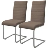 ML-Design Esszimmerstuhl Freischwinger 2er Set mit Rückenlehne Braun Kunsterlederbezug