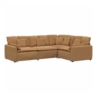 VidaXL Modulares Sofa mit Kissen Stoff in Lammwolloptik Beige